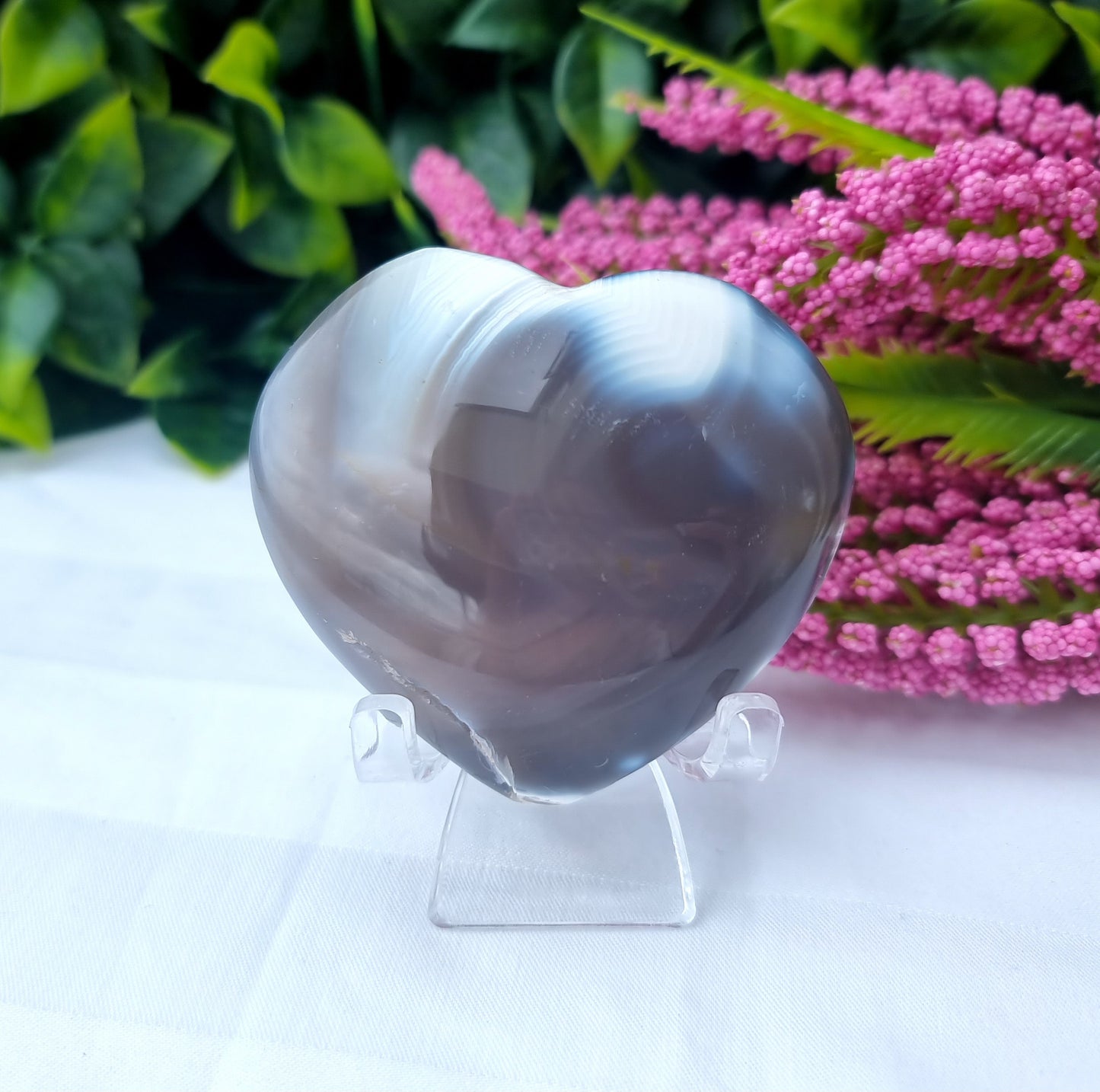 Orca Agate Puffy Heart