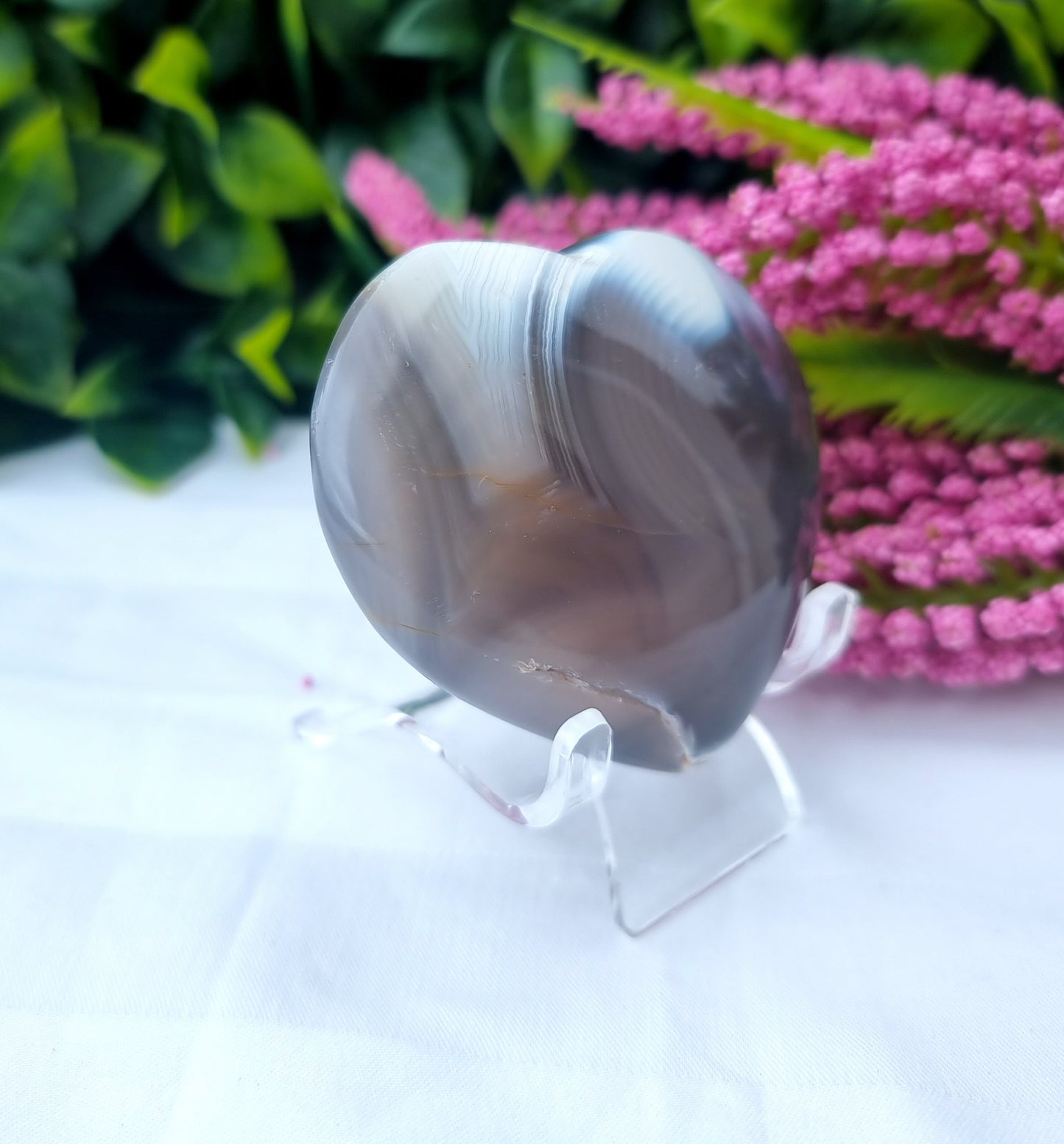 Orca Agate Puffy Heart