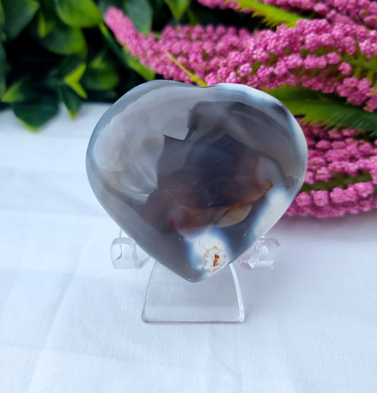 Orca Agate Puffy Heart