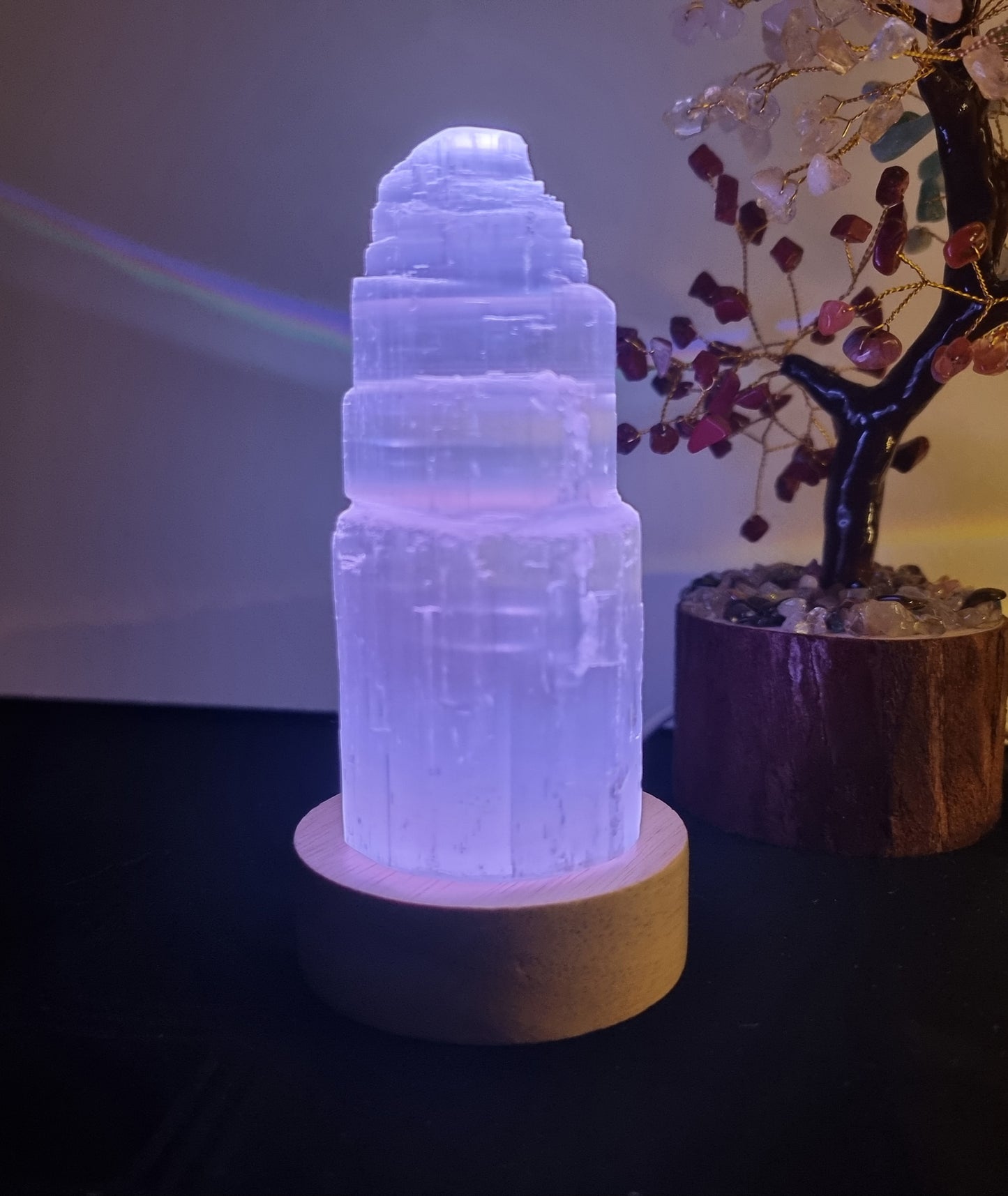 Selenite Tower with LED light