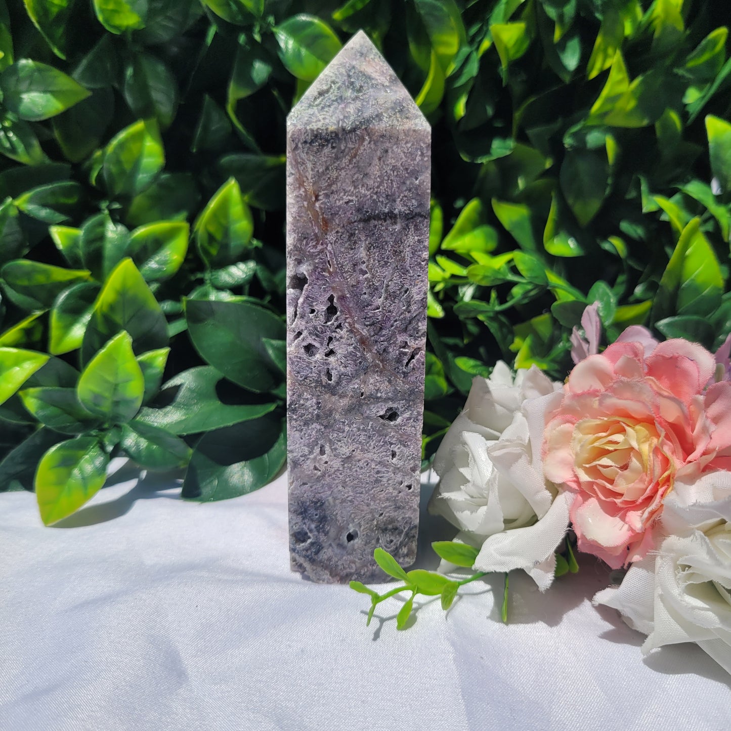 Brecciated Fluorite with Quartz Tower