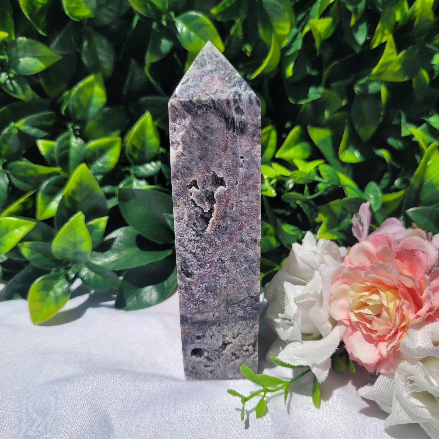 Brecciated Fluorite with Quartz Tower