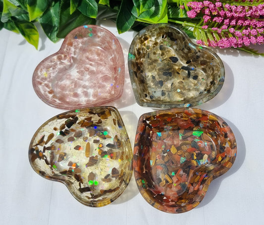 Resin Crystal Chip Heart Bowl