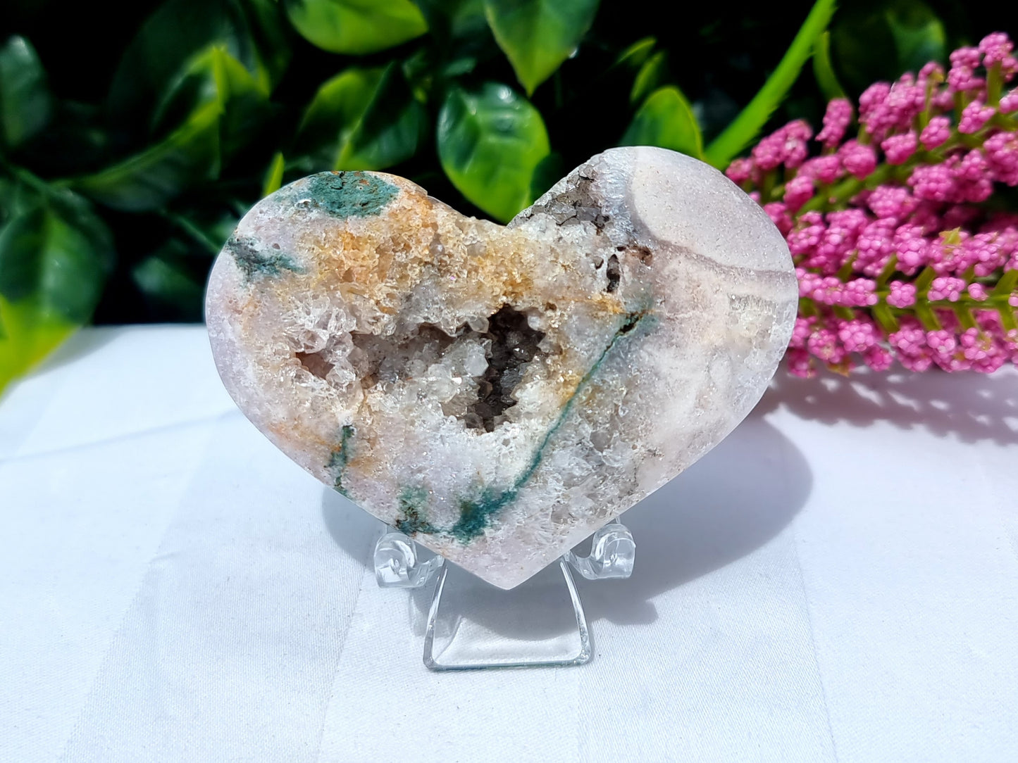 Pink Amethyst Cluster Heart