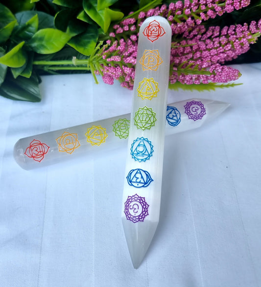 Selenite Chakra Wand