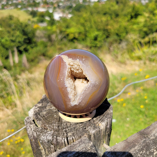 Botryoidal Agate and Quartz Sphere