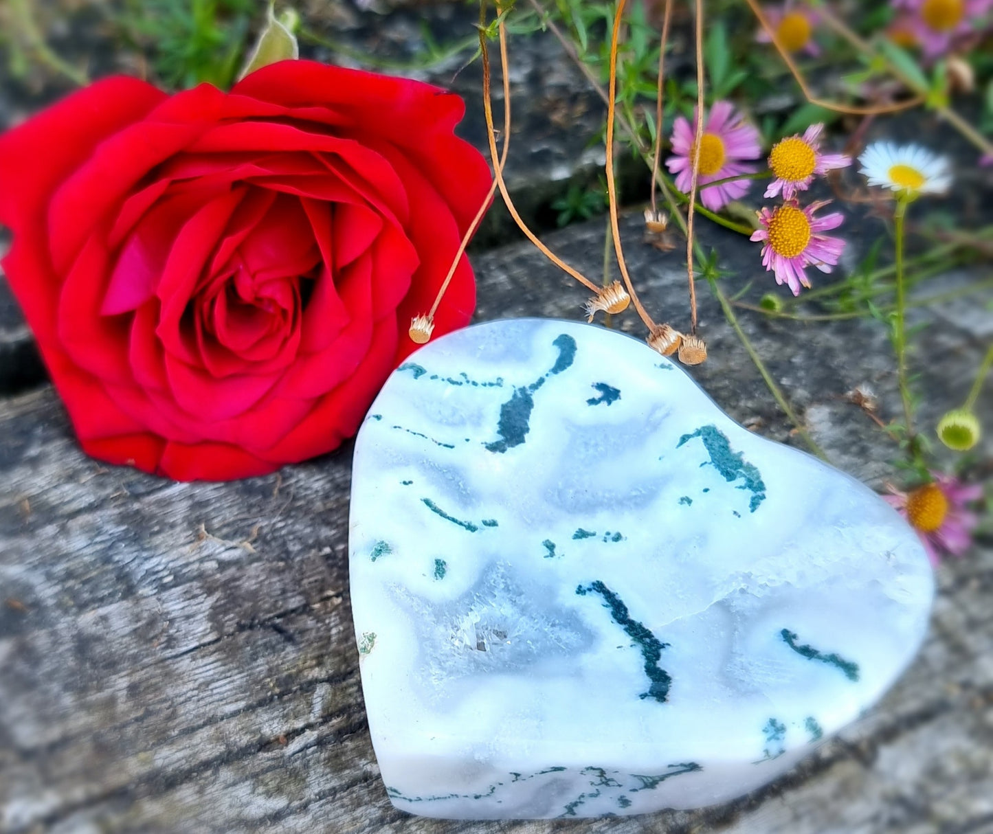 Moss Agate Heart Bowl