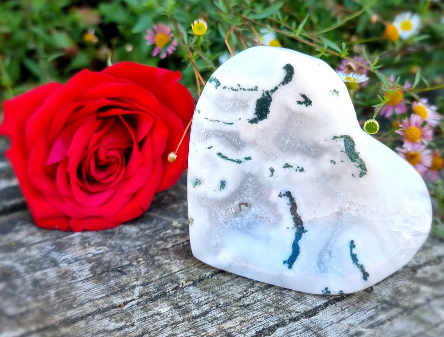 Moss Agate Heart Bowl