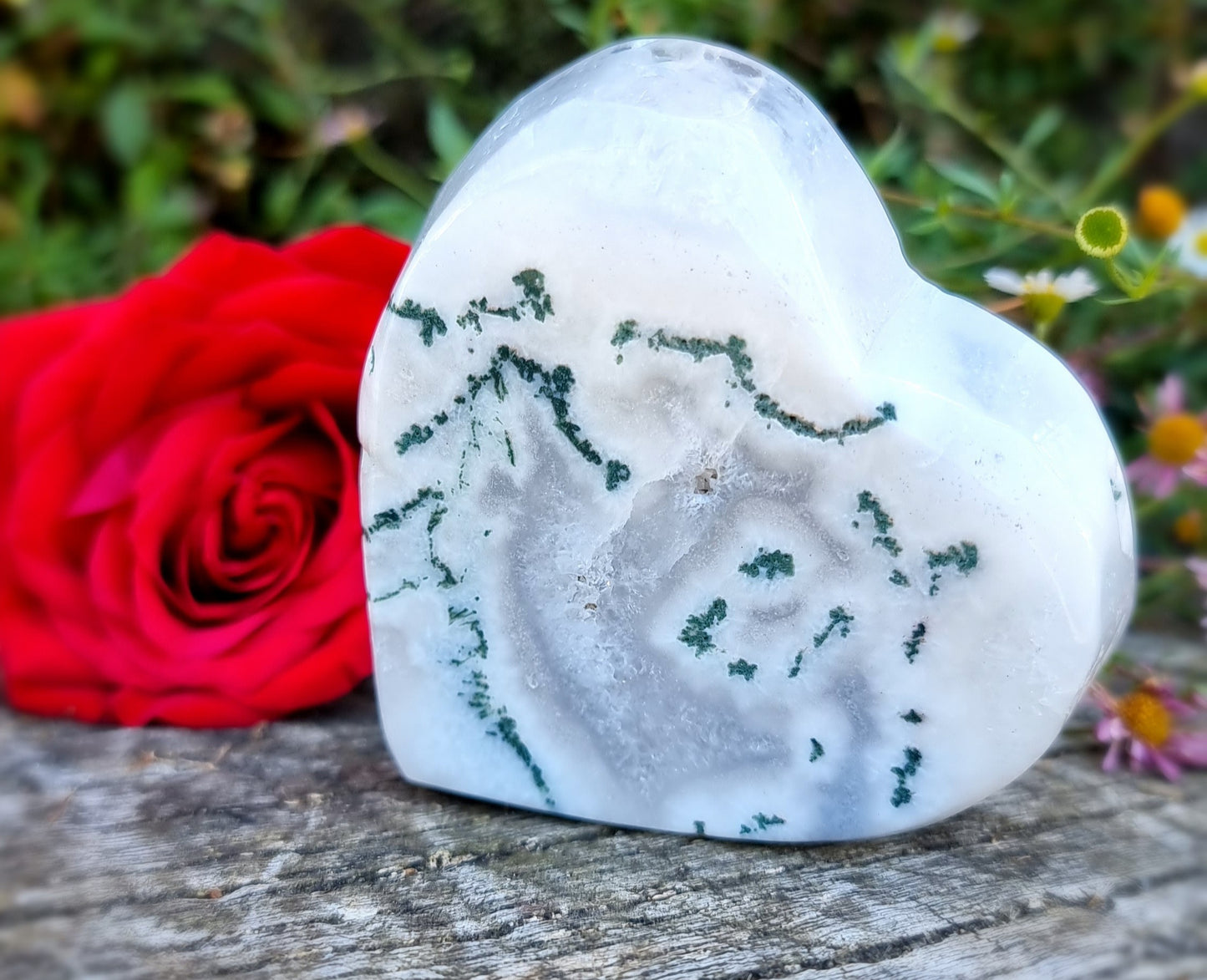 Moss Agate Heart Bowl