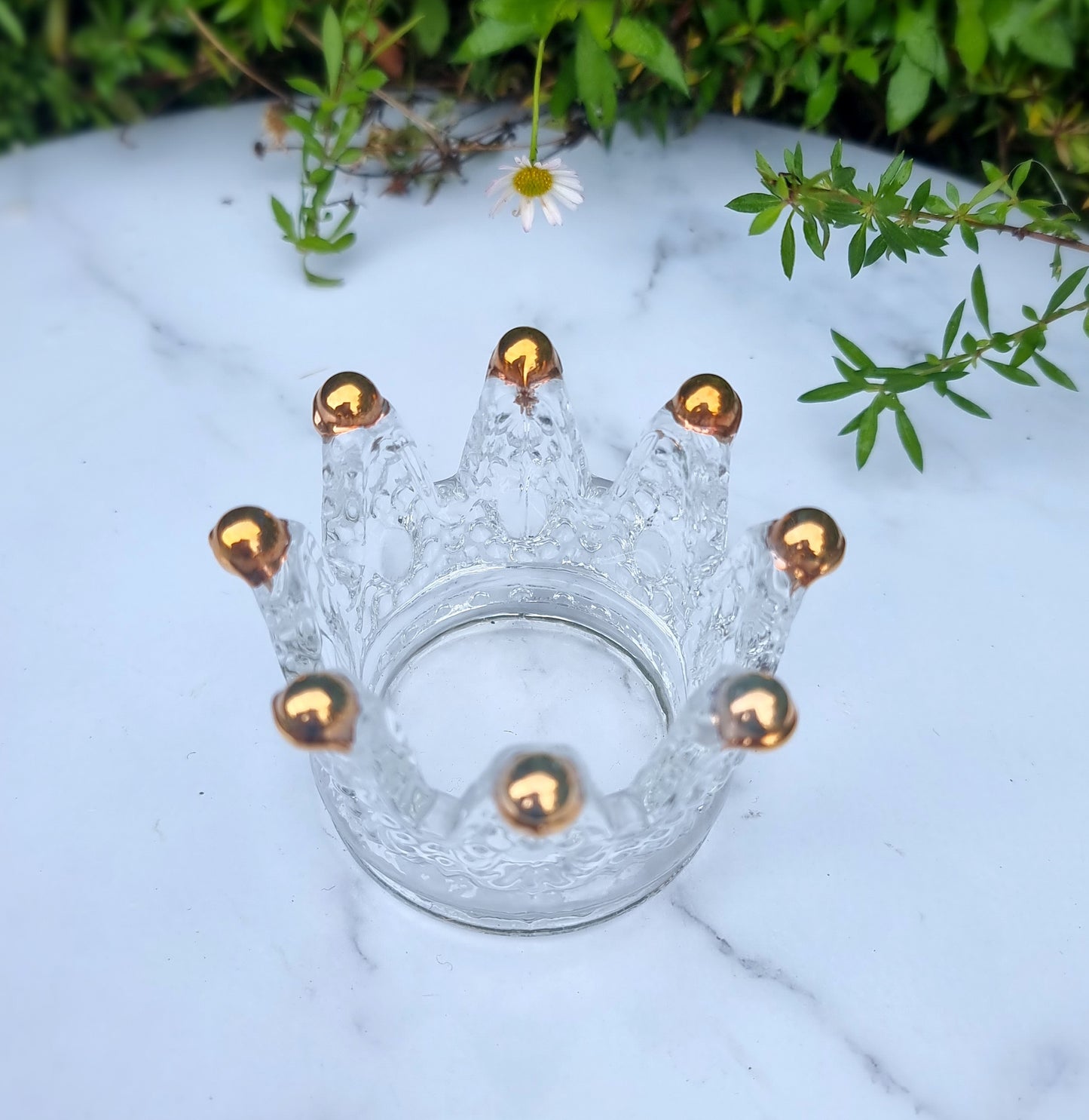 Glass Crown Sphere Holder / Bowl