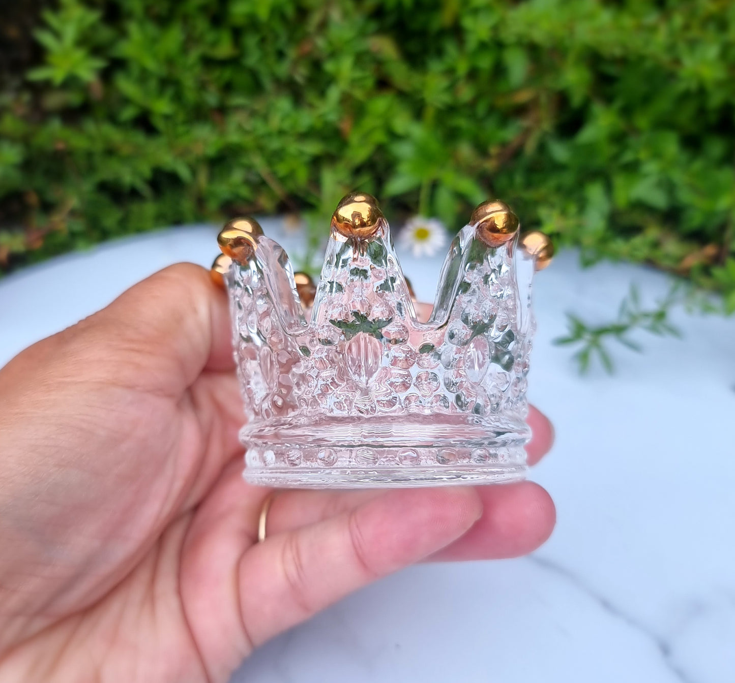 Glass Crown Sphere Holder / Bowl