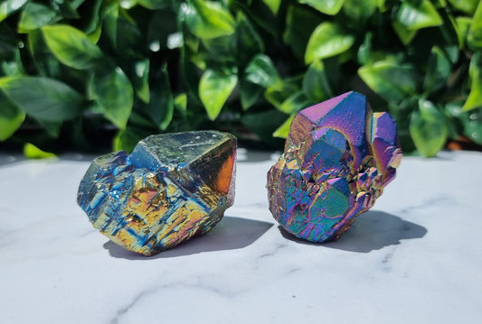 Titanium Aura Quartz Cluster