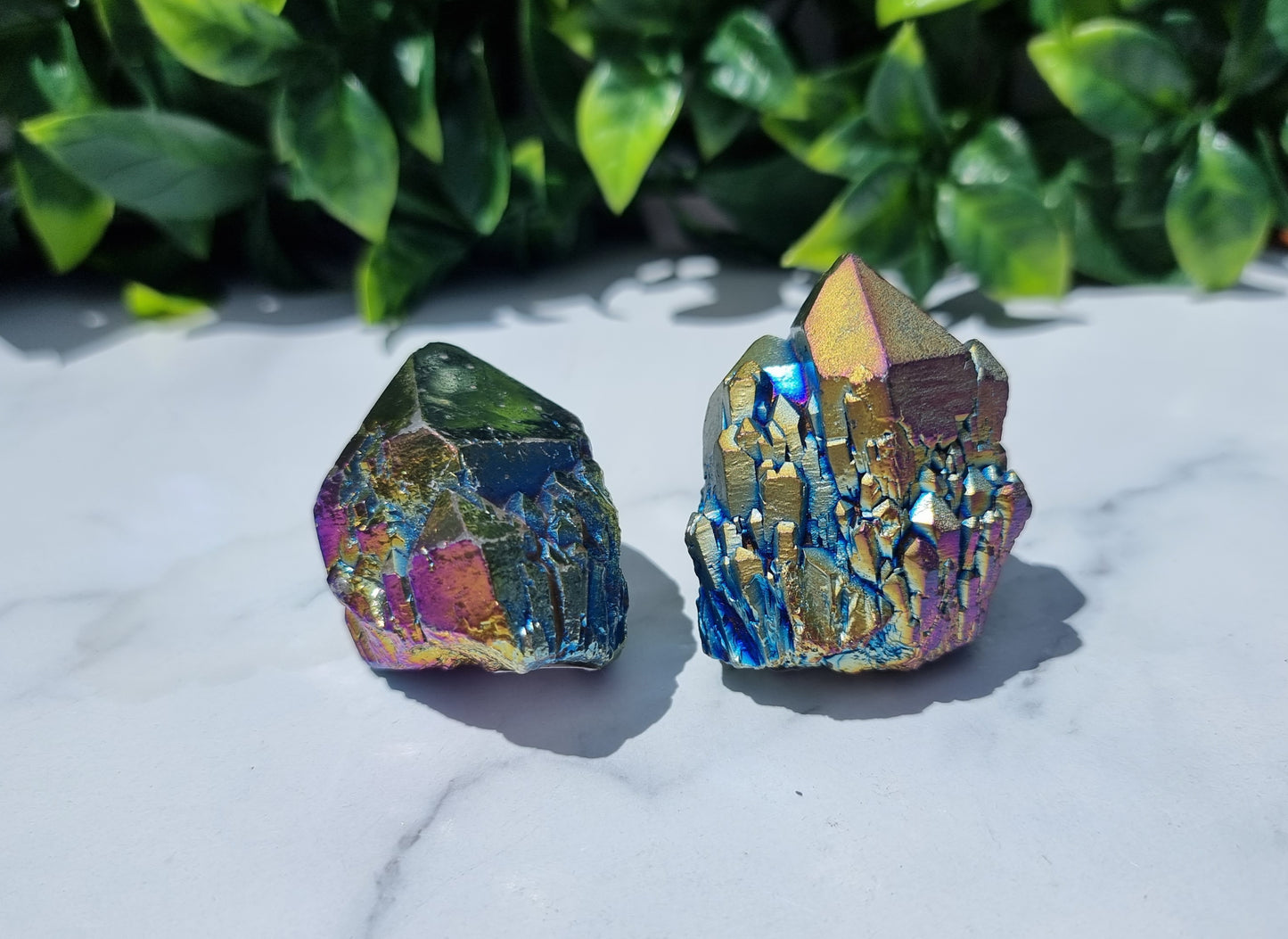 Titanium Aura Quartz Cluster