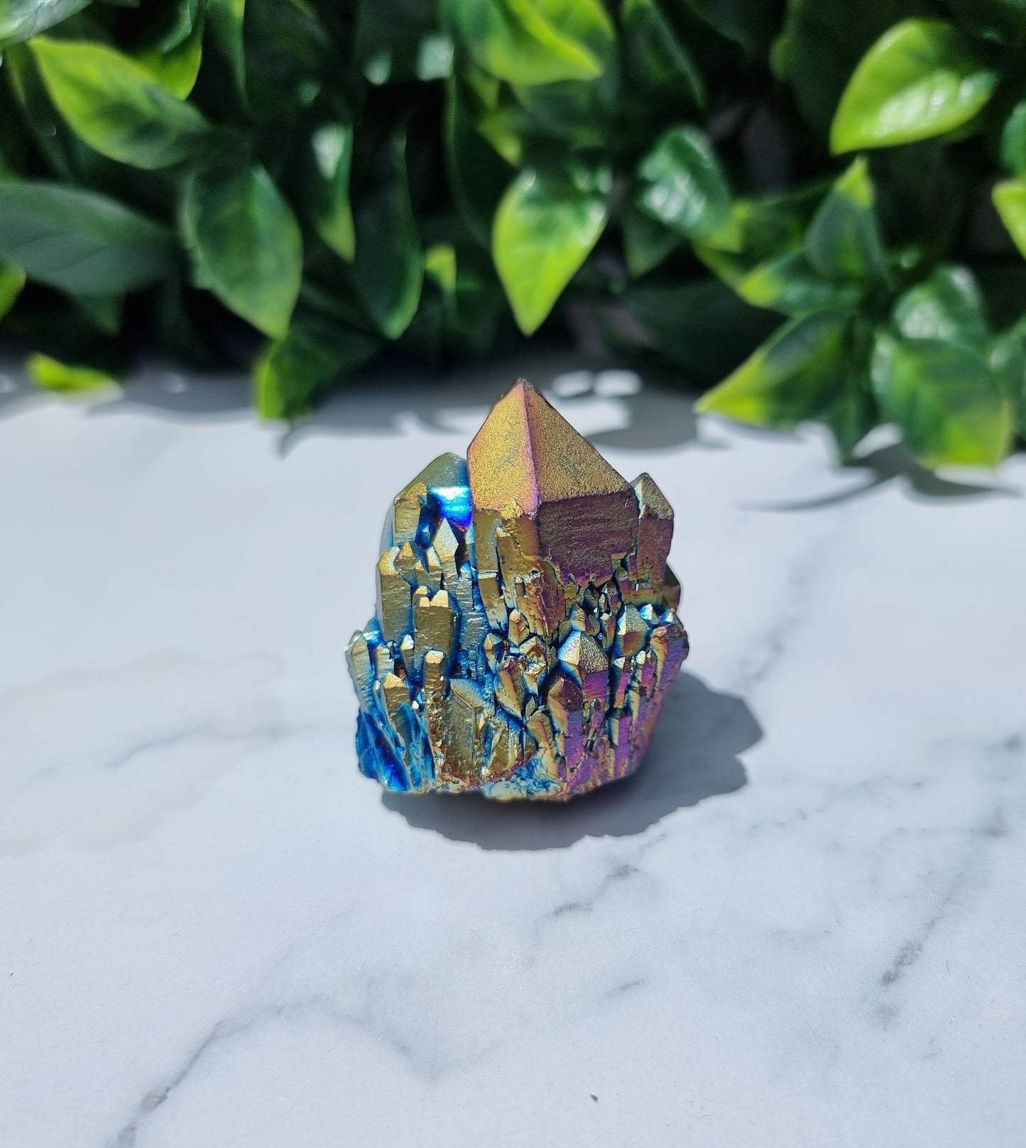 Titanium Aura Quartz Cluster