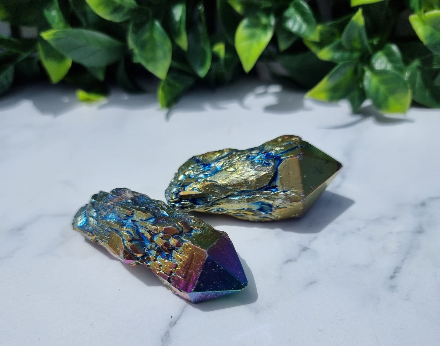 Titanium Aura Quartz Cluster