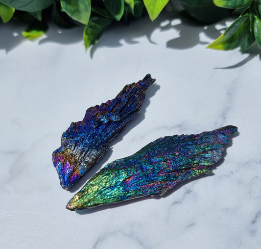 Rainbow Aura Kyanite Feather