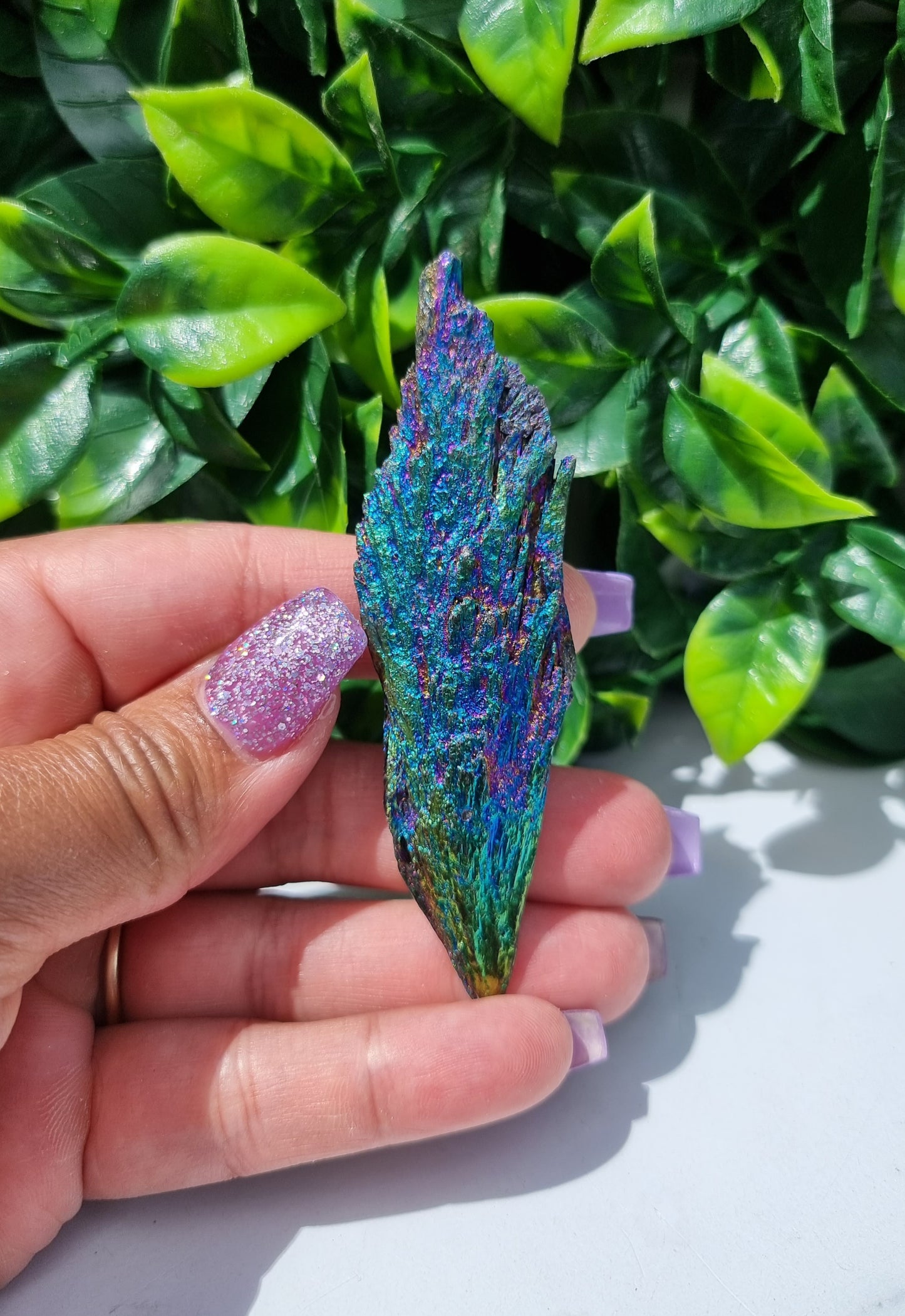 Rainbow Aura Kyanite Feather