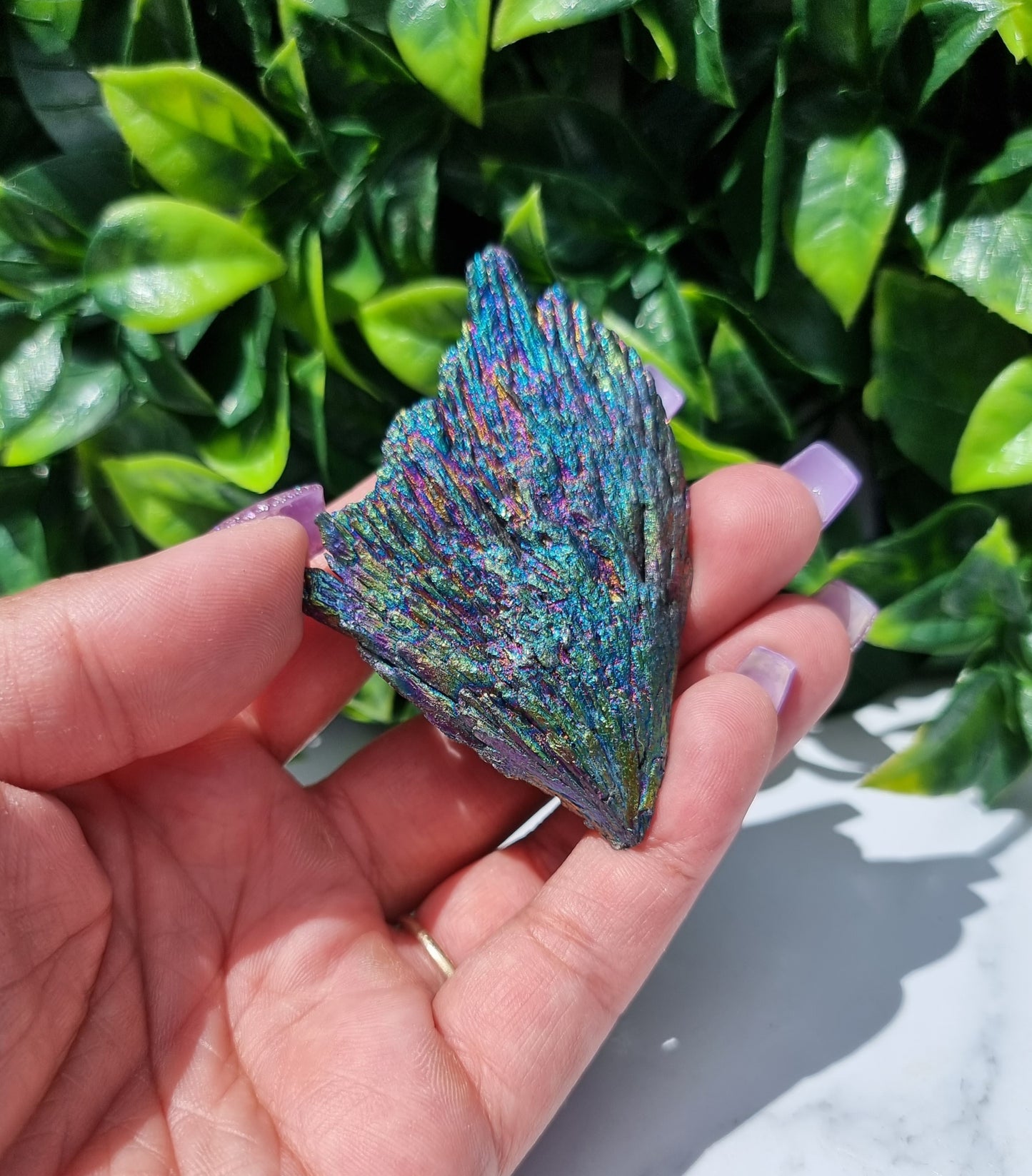 Rainbow Aura Kyanite Feather