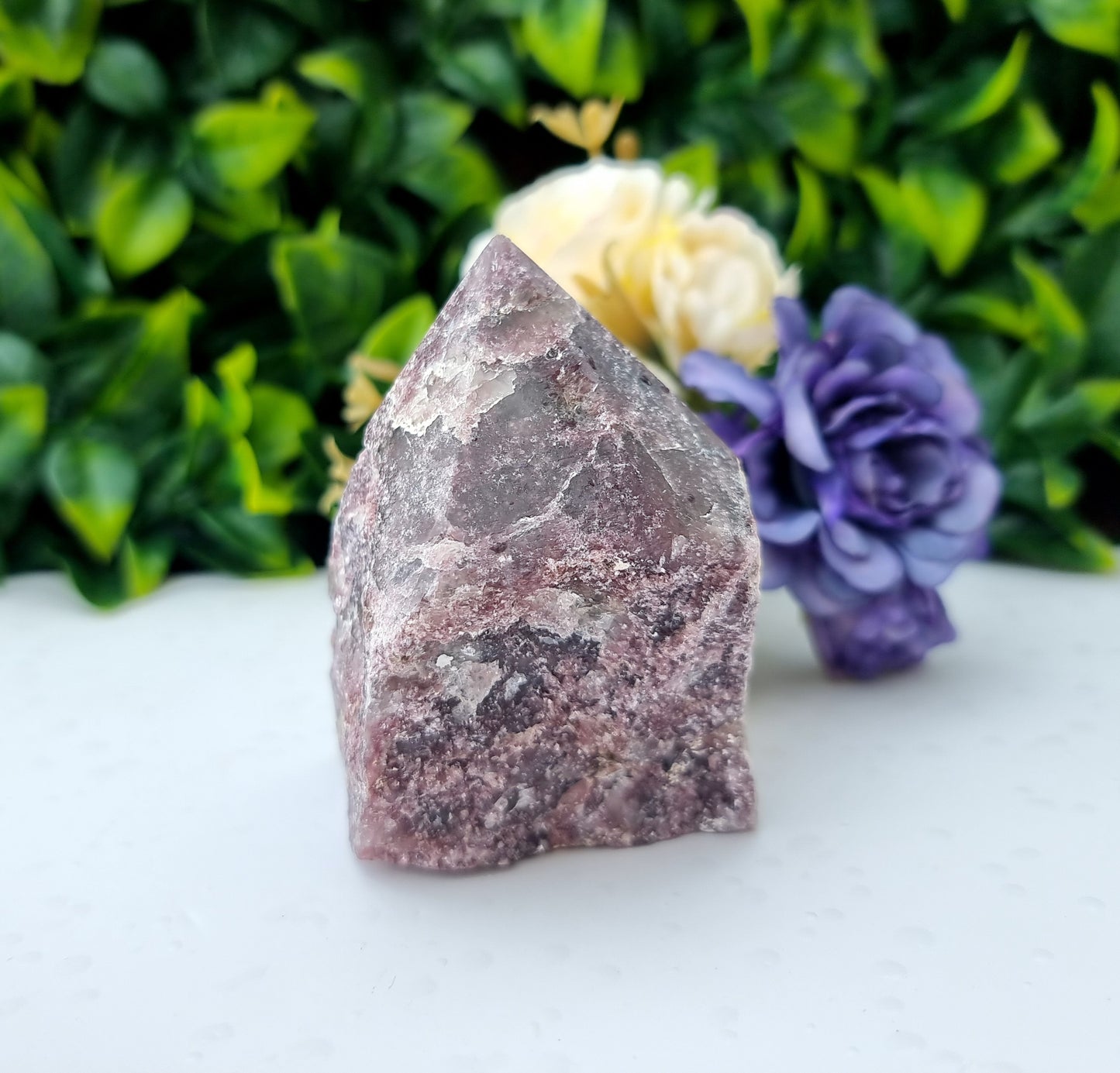 Purple Mica Lepidolite Cut base Point