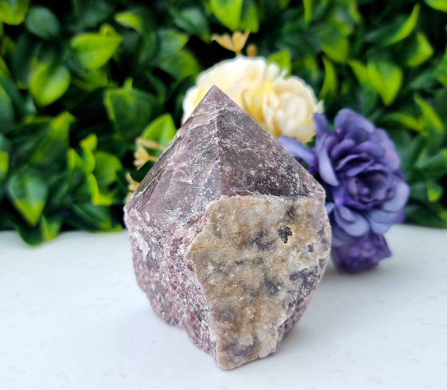 Purple Mica Lepidolite Cut base Point