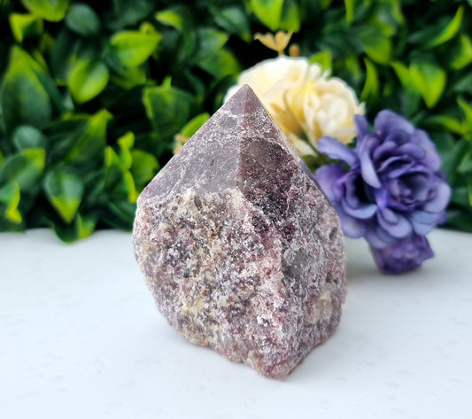 Purple Mica Lepidolite Cut base Point