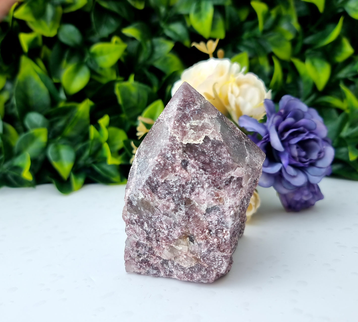 Purple Mica Lepidolite Cut base Point