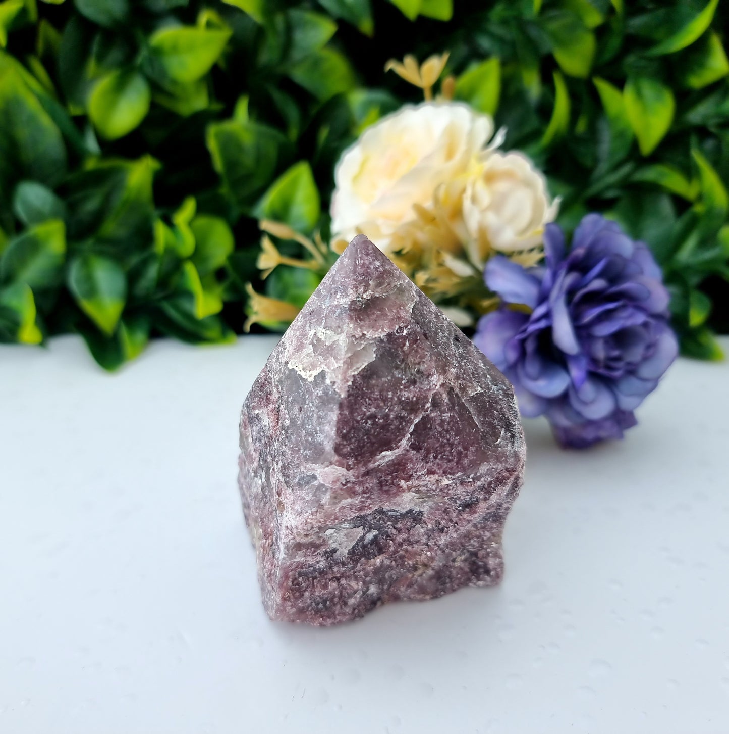 Purple Mica Lepidolite Cut base Point