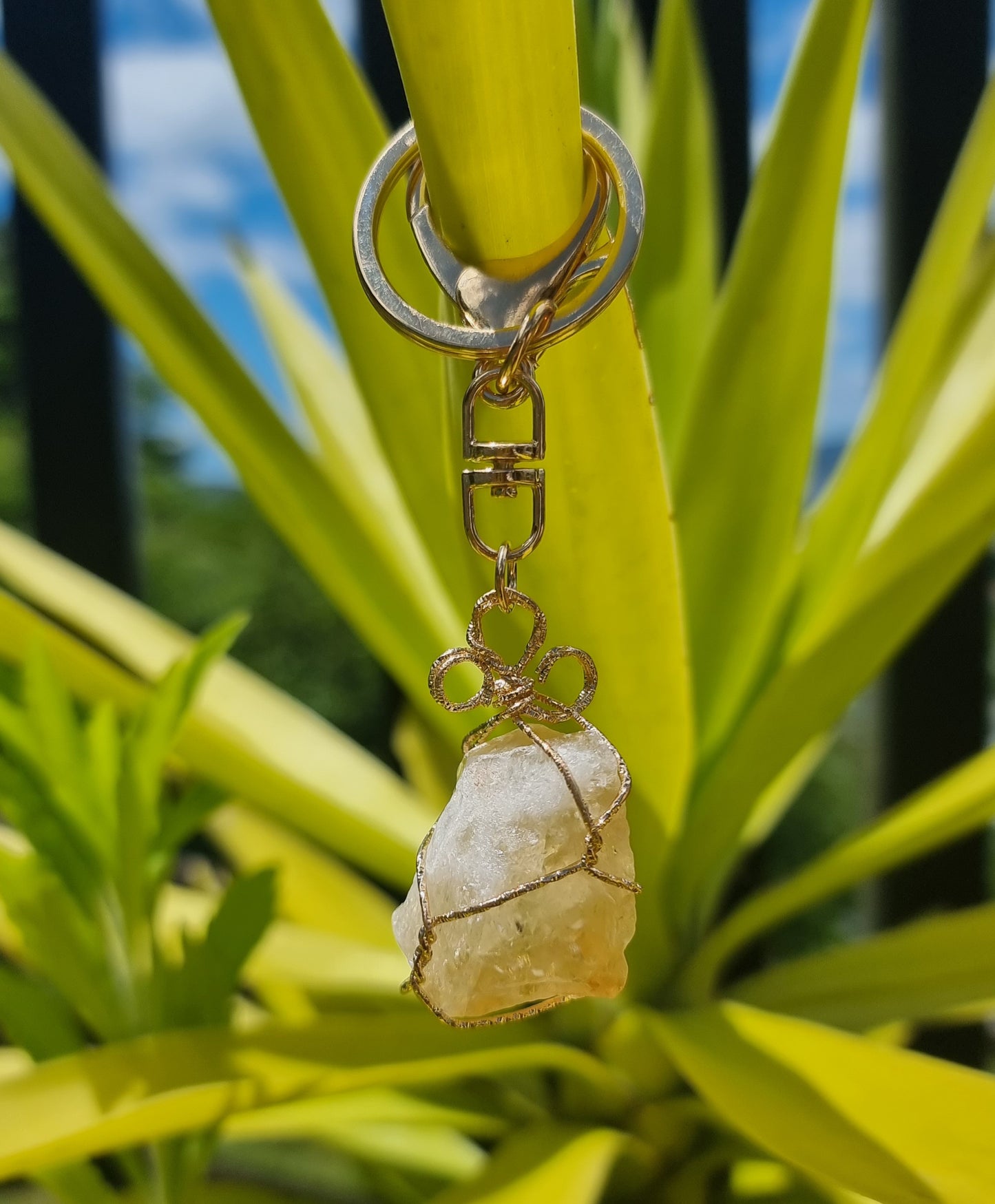 Raw Citrine Keyring