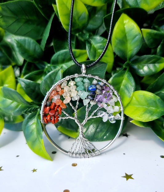 Chakra Crystal Tree of Life Necklace