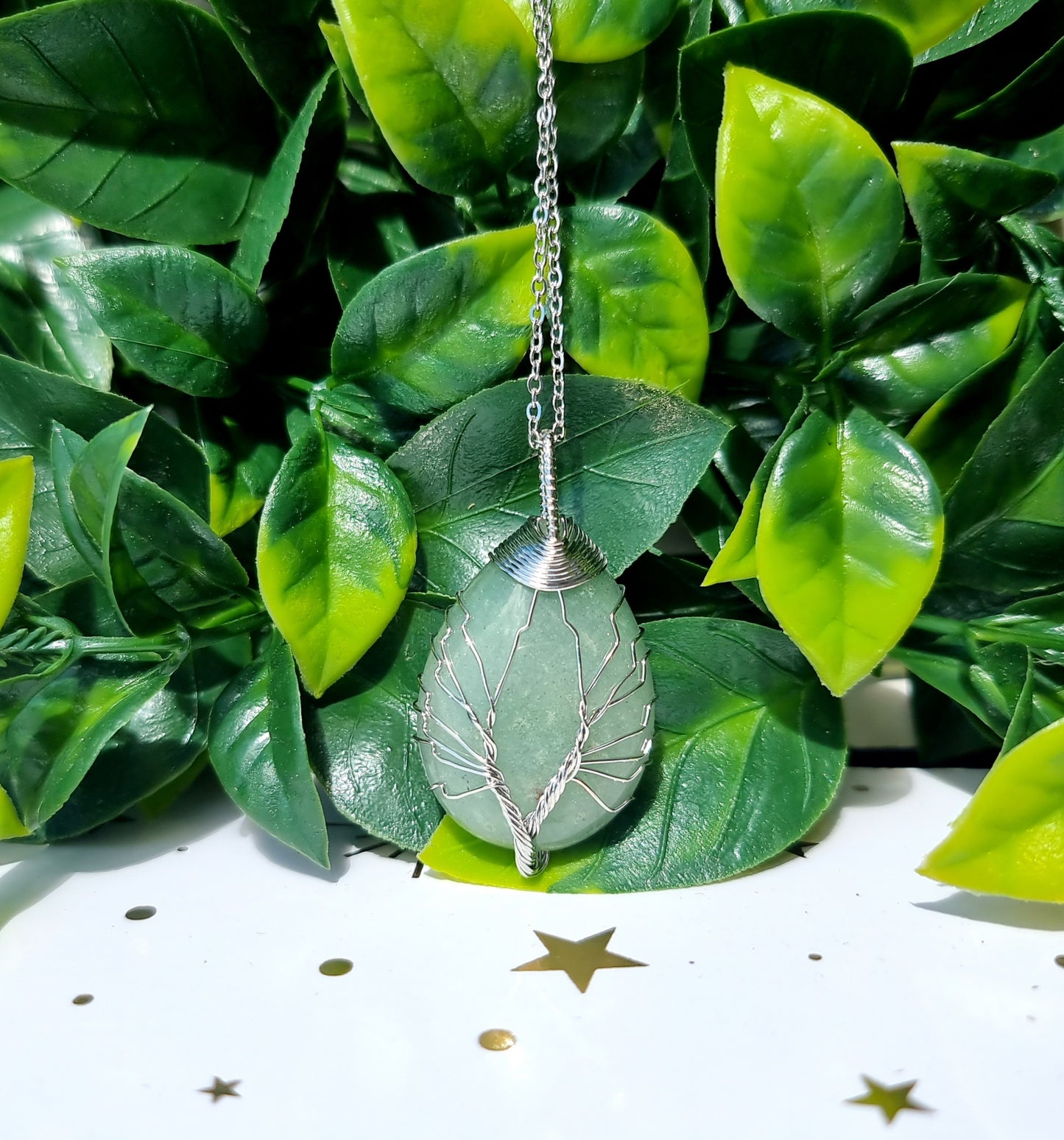 Crystal Teardrop Tree of Life Necklace