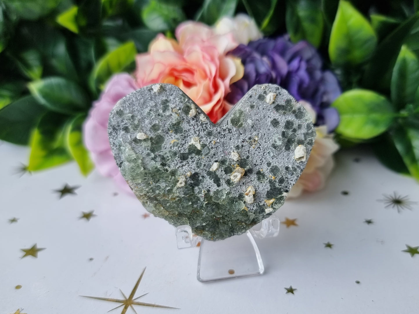 Green Fluorite Cluster Heart