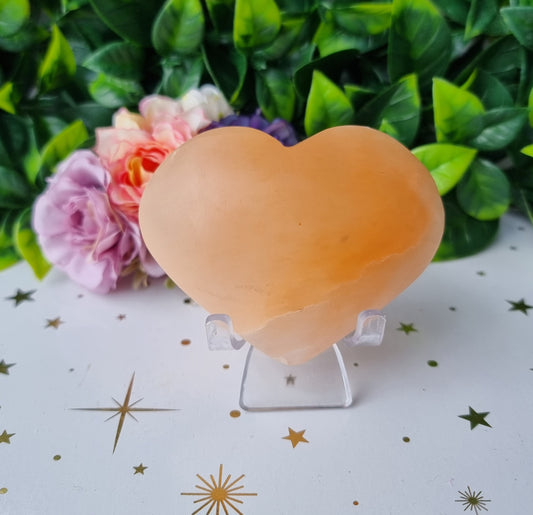 Peach Selenite Heart