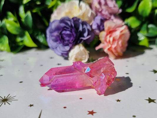 Pink Aura Coated Cluster