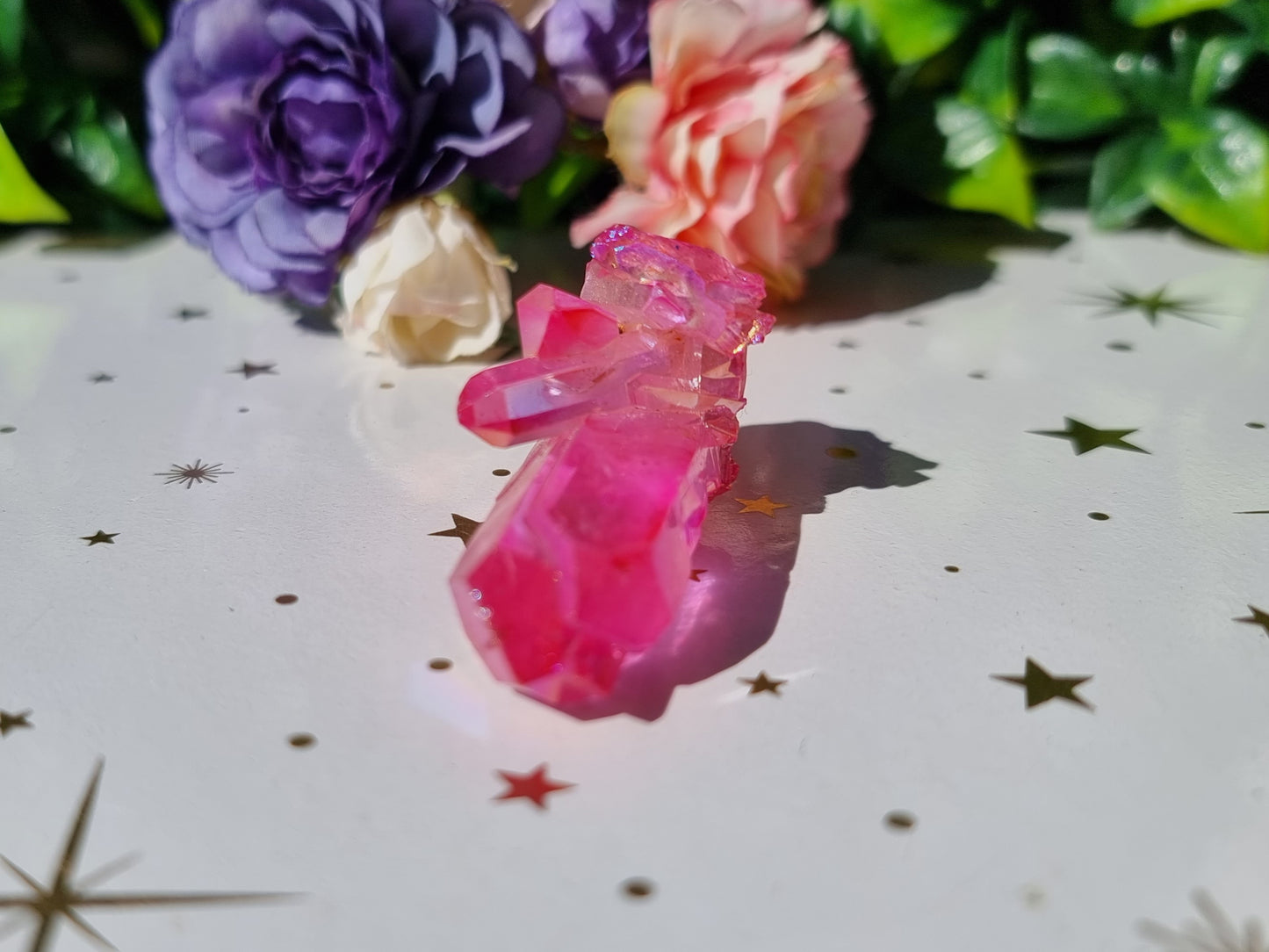 Pink Aura Coated Cluster