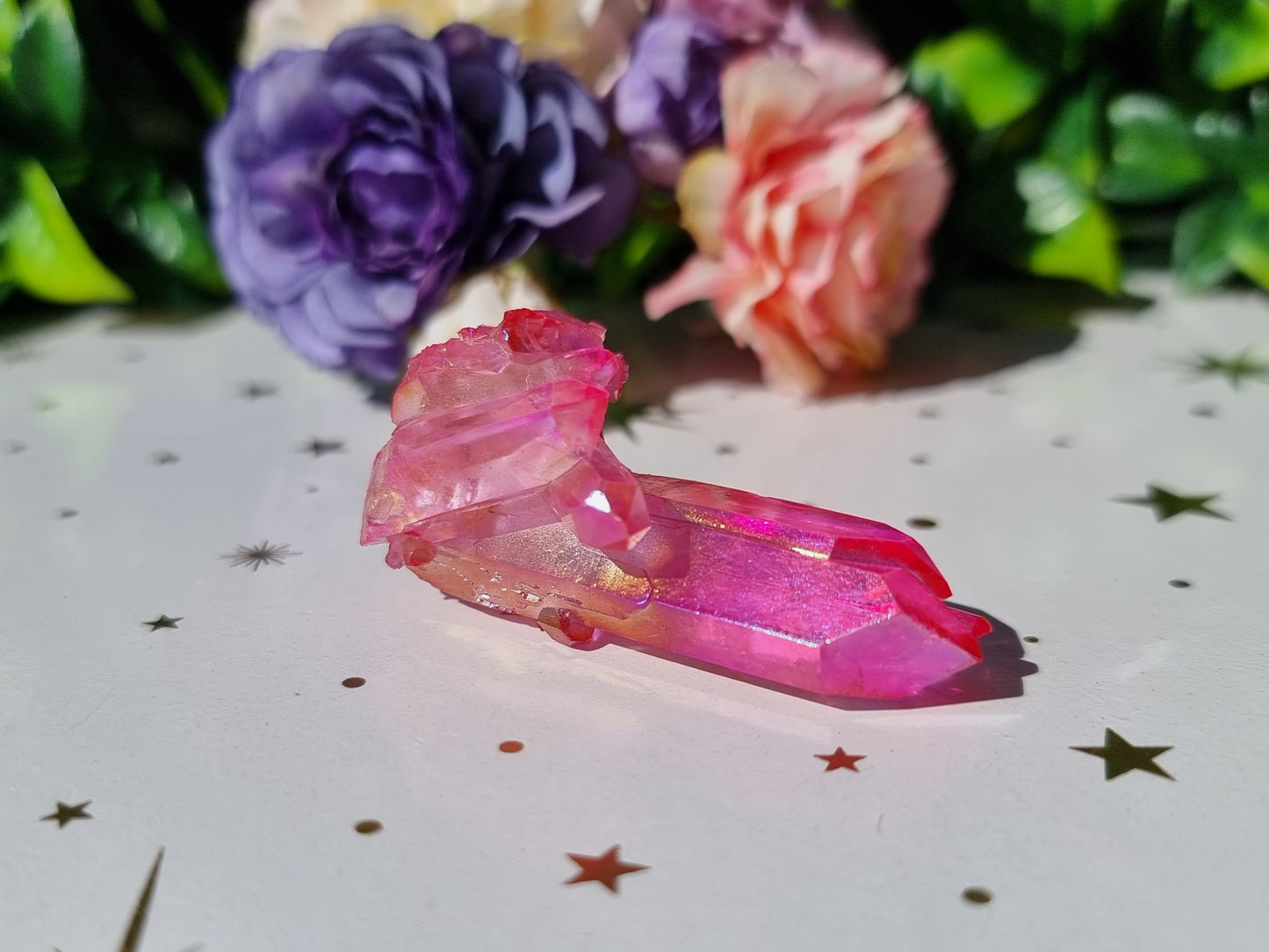 Pink Aura Coated Cluster