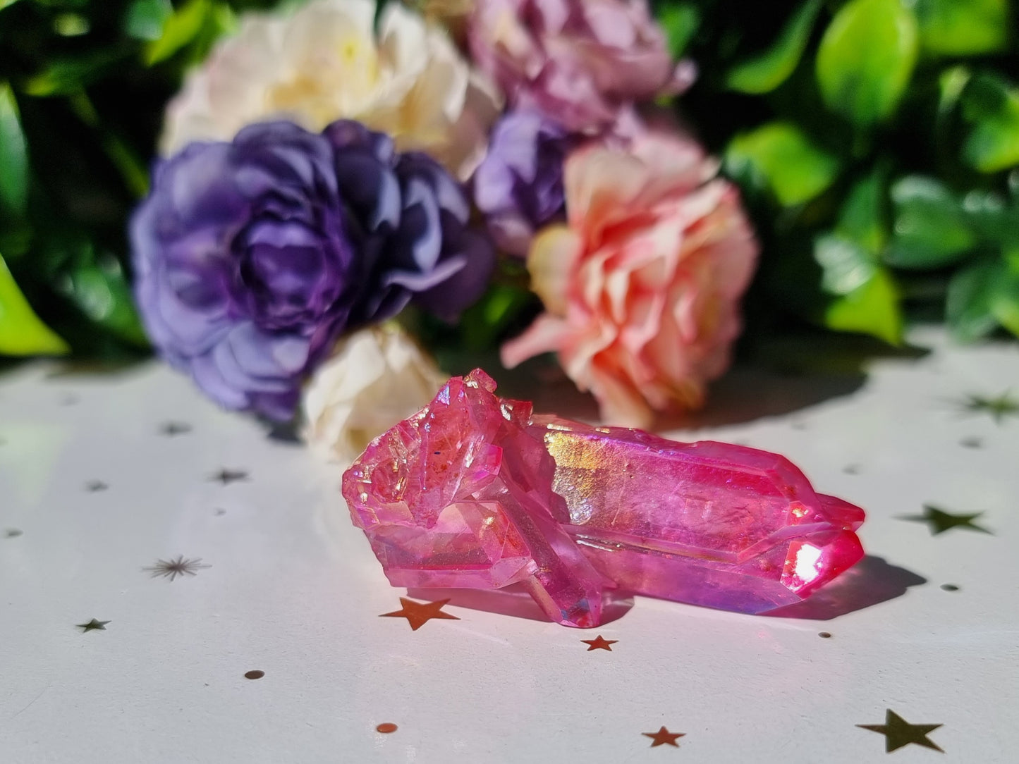 Pink Aura Coated Cluster