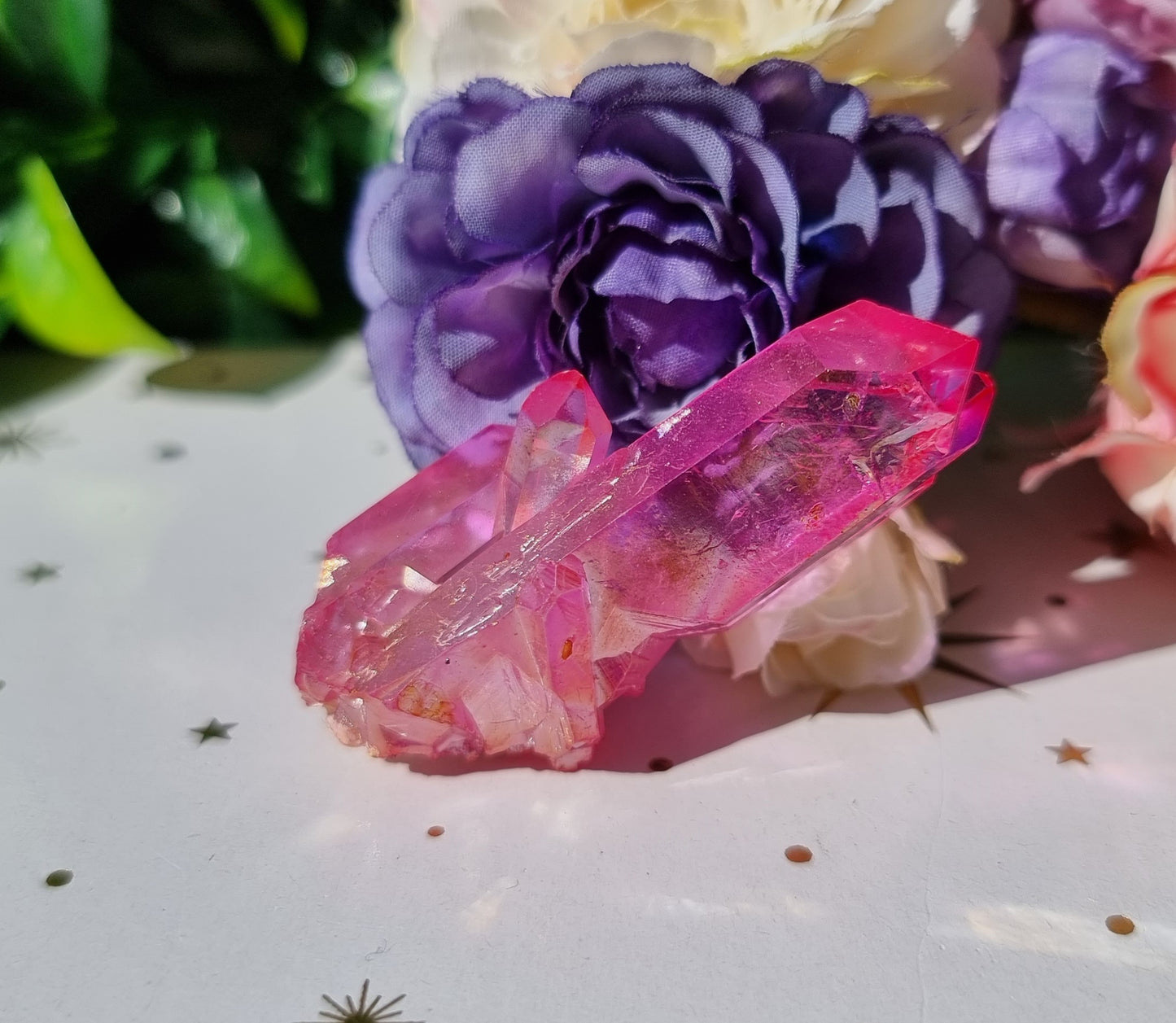 Pink Aura Coated Cluster