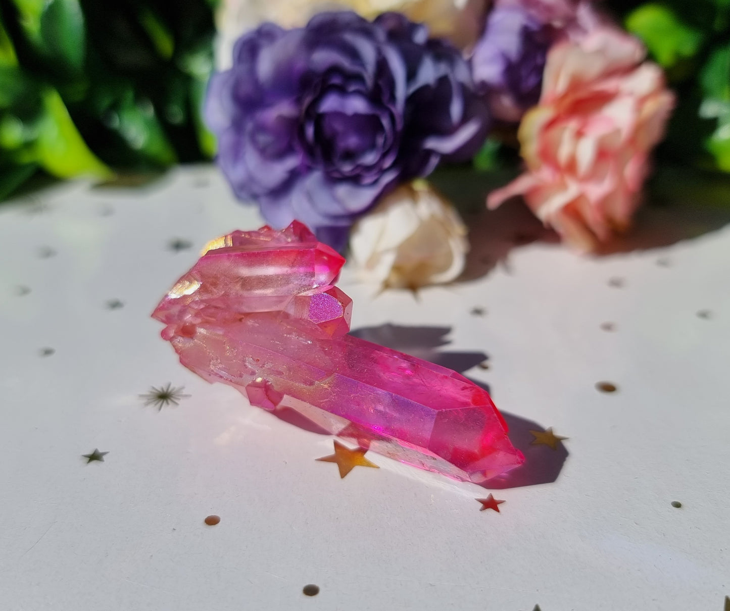 Pink Aura Coated Cluster