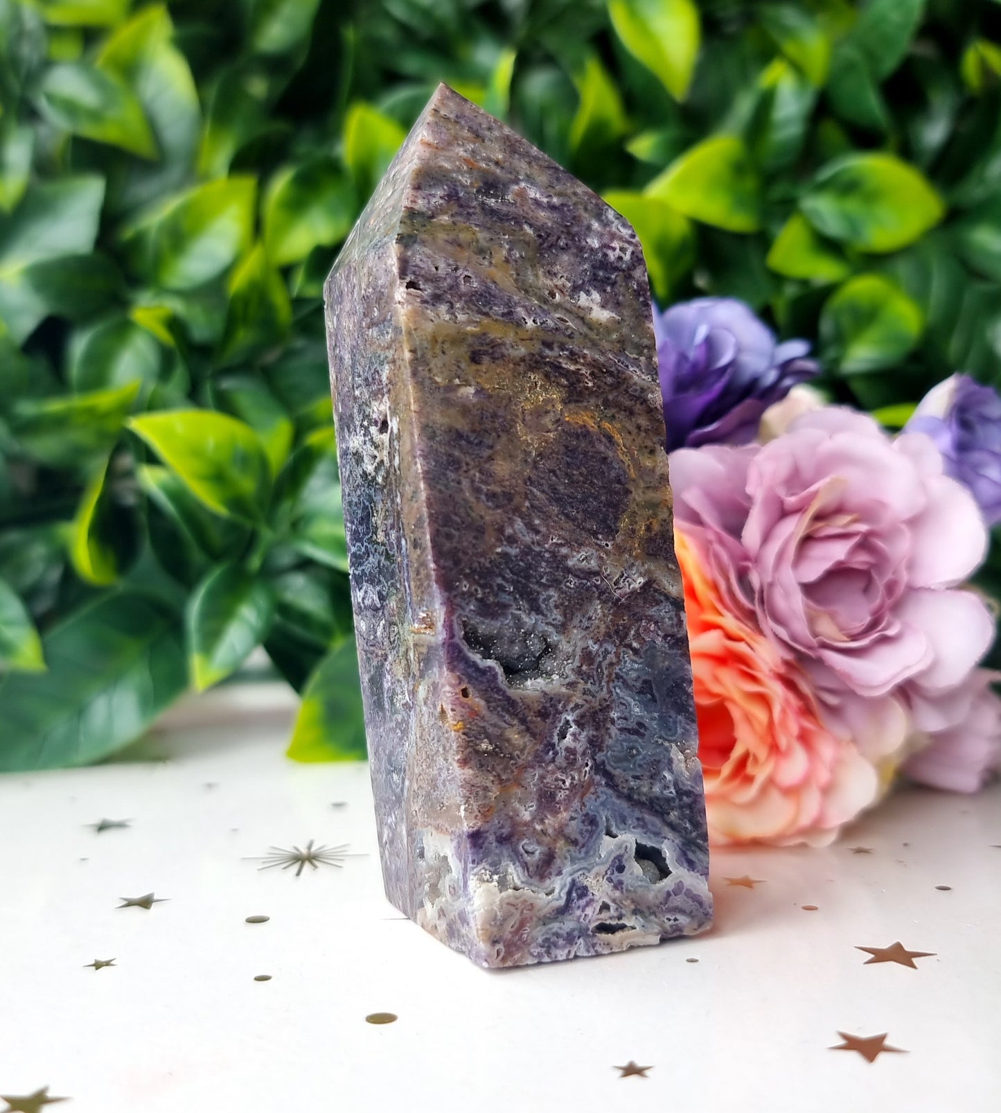 Brecciated Fluorite obelisk Point