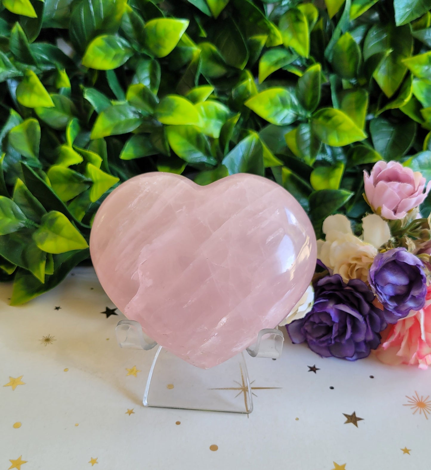 Rose Quartz Heart with star flash