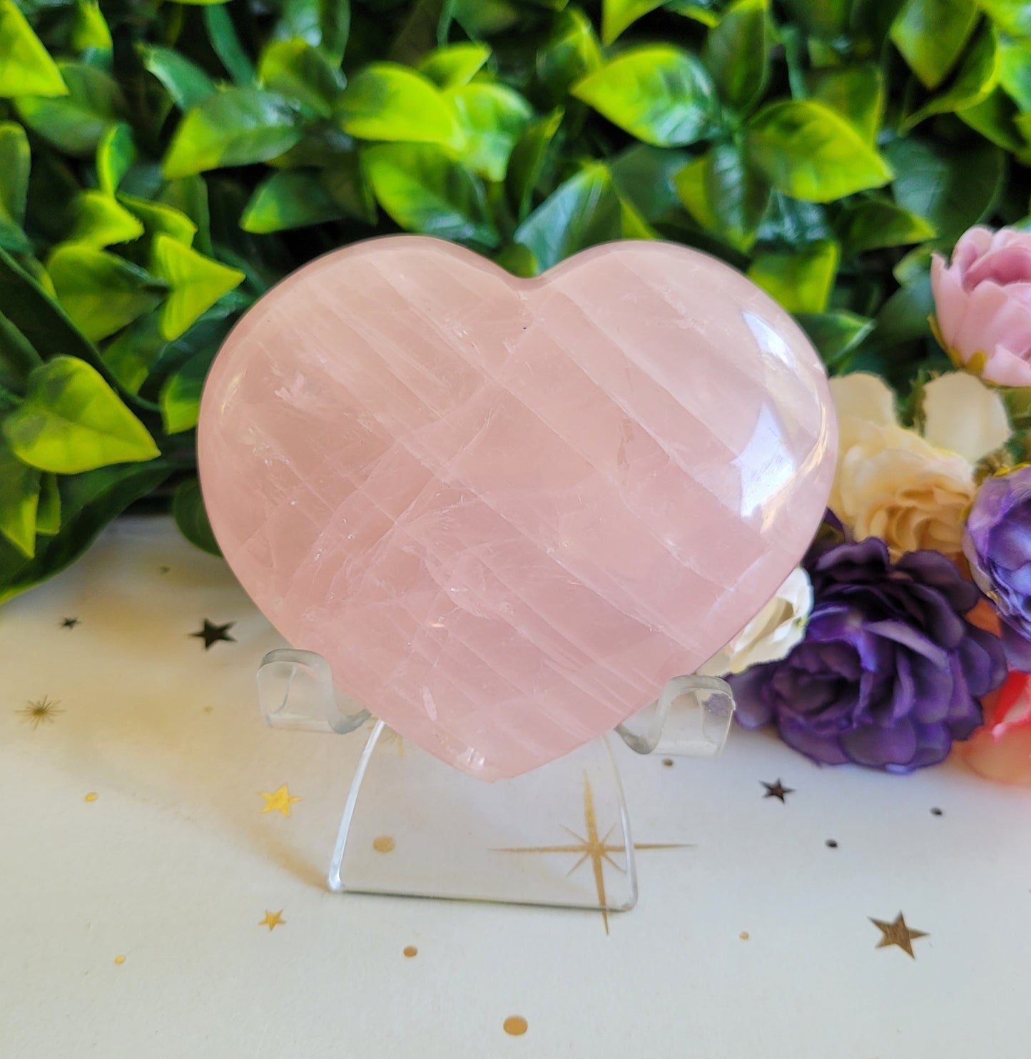 Rose Quartz Heart with star flash