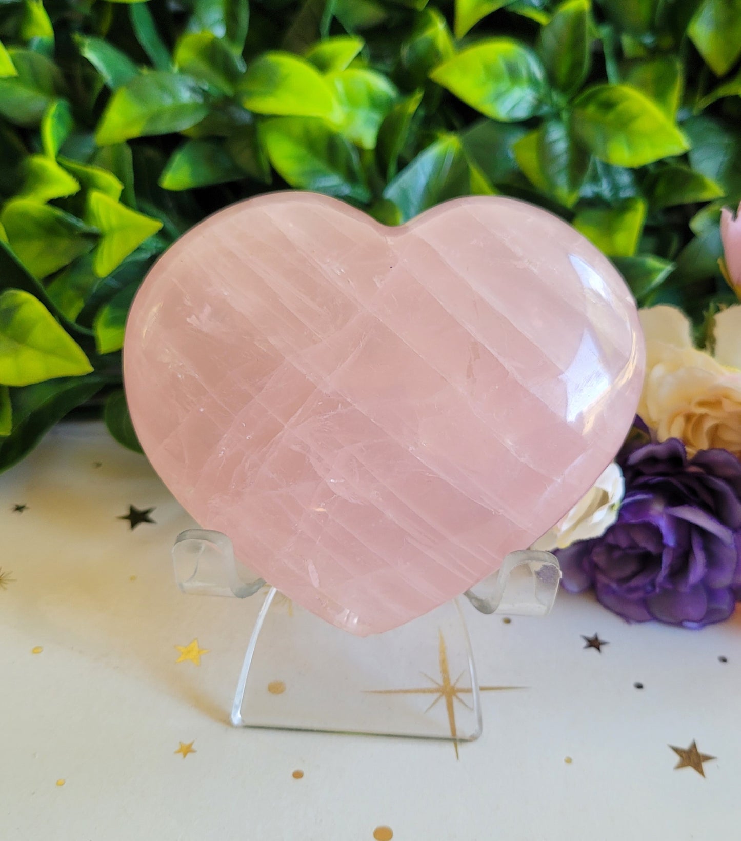 Rose Quartz Heart with star flash