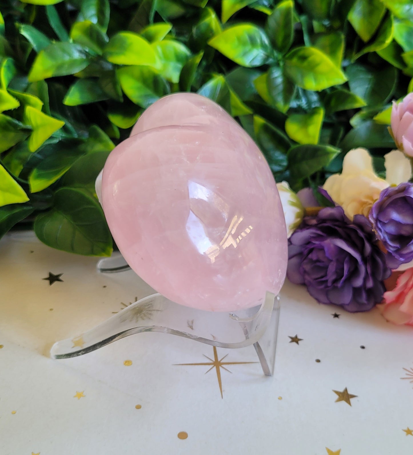 Rose Quartz Heart with star flash