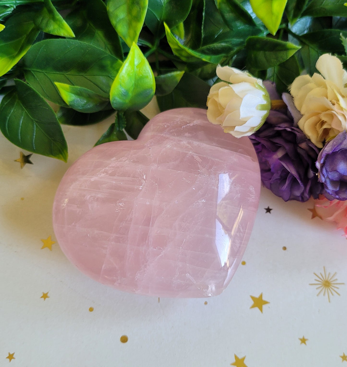 Rose Quartz Heart with star flash