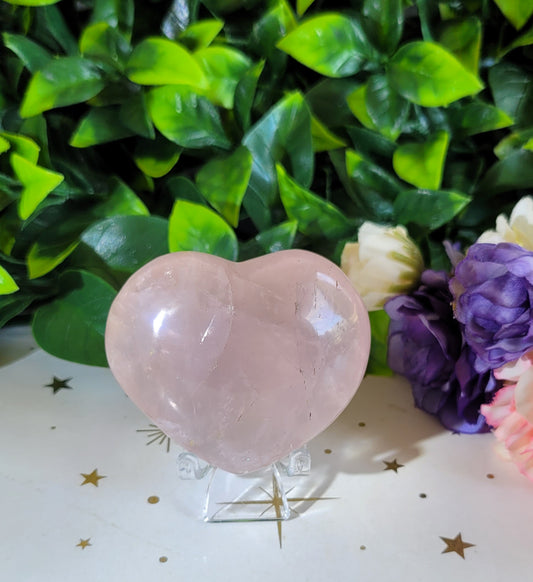 Rose Quartz Heart with star flash