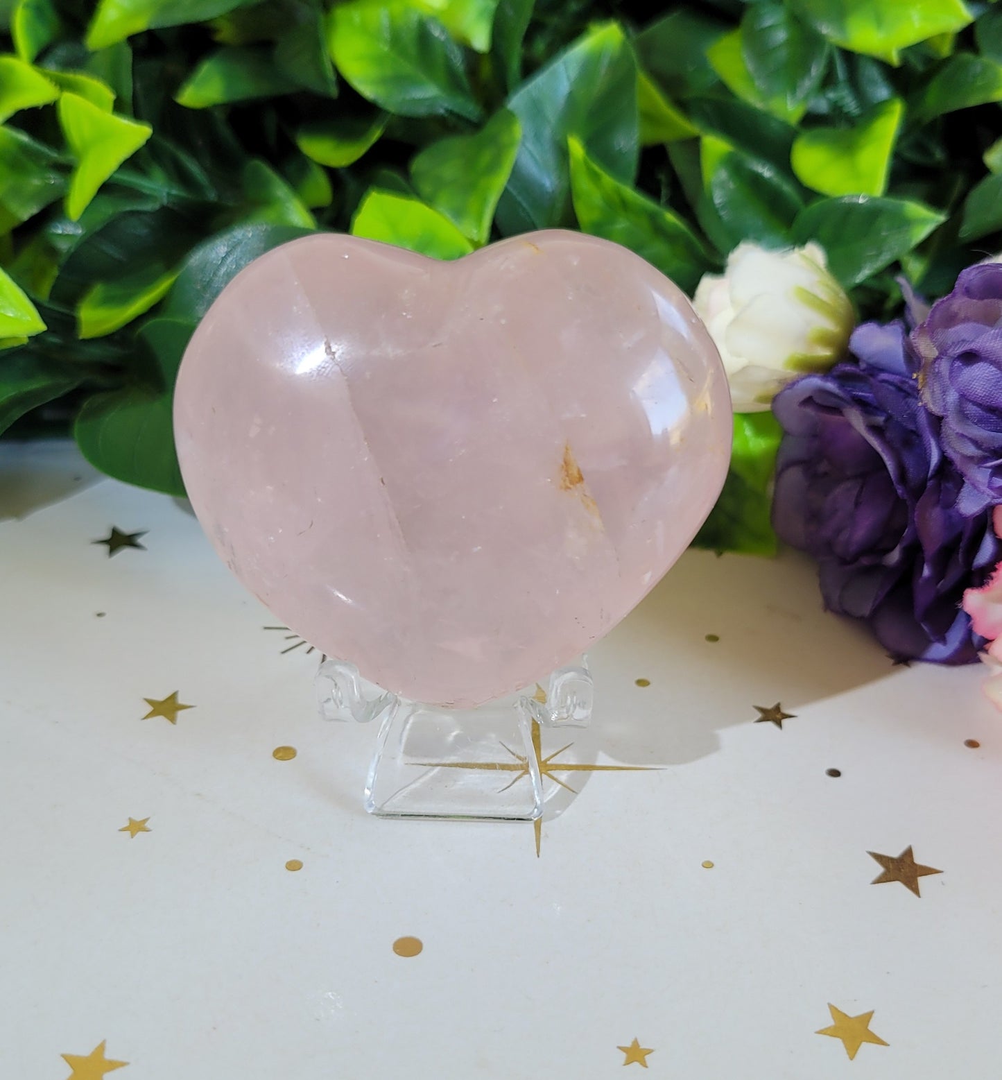 Rose Quartz Heart with star flash