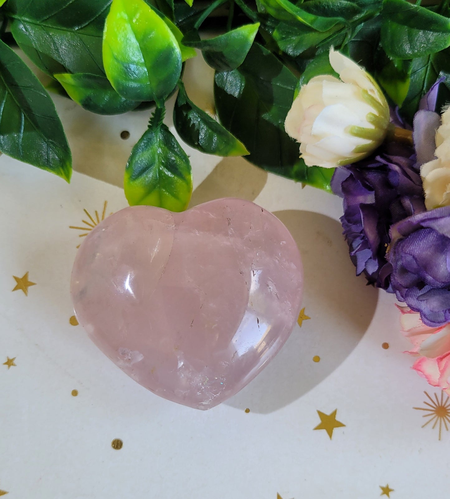 Rose Quartz Heart with star flash