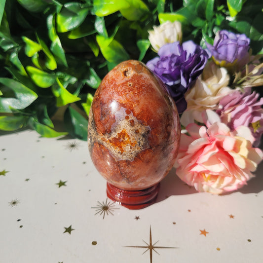 Red Flower Agate Egg