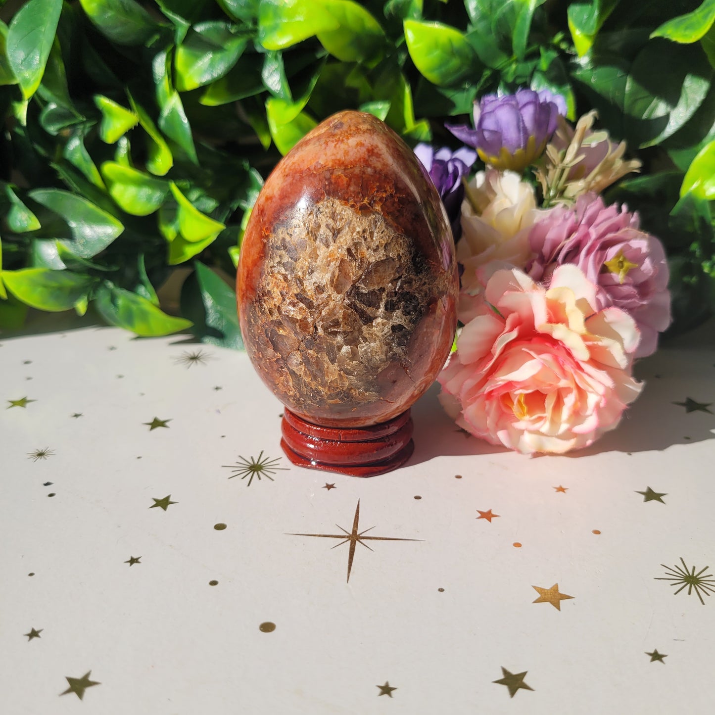 Red Flower Agate Egg