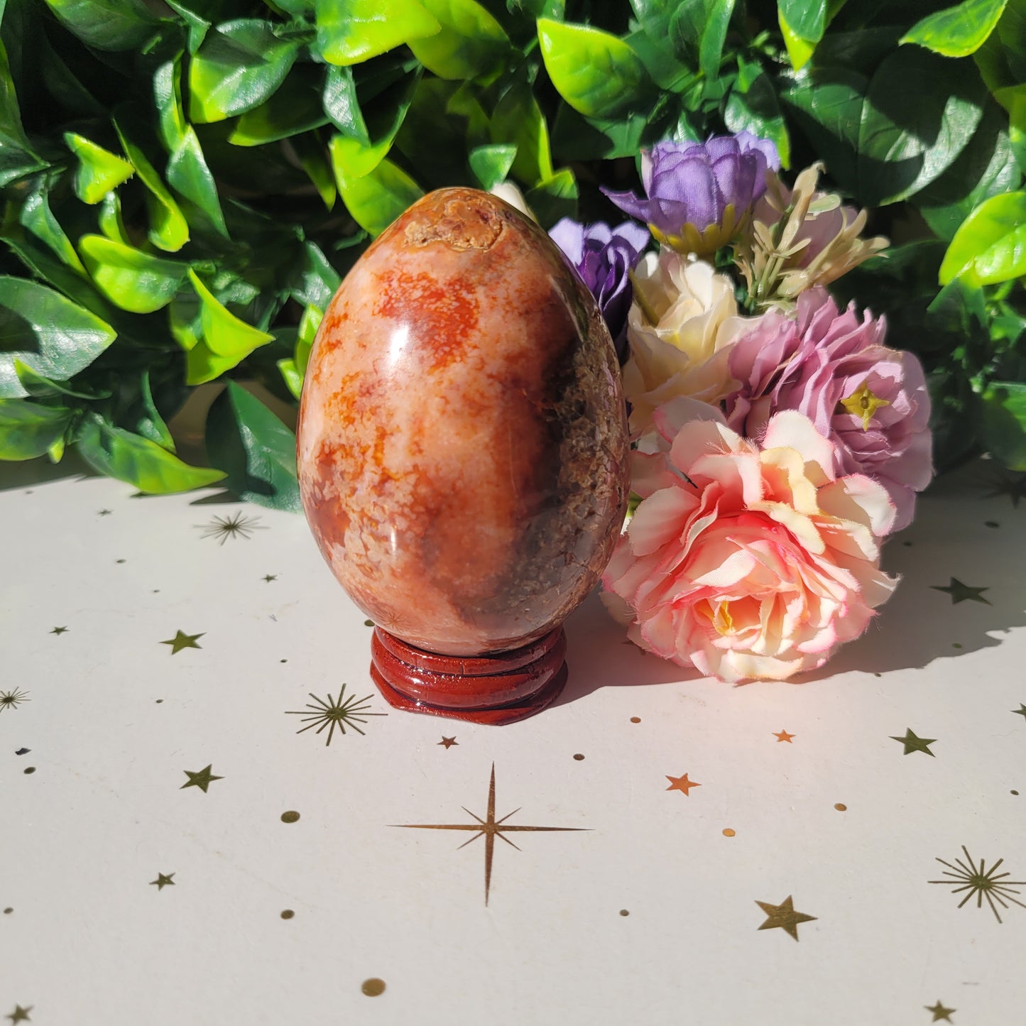 Red Flower Agate Egg